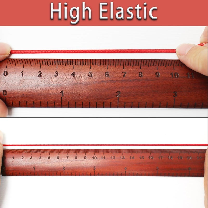 ZHFMLY Red Elastic Beaded Cords 2mm 2/25 inch Elastic Cord String for Bracelets,Small Bungee Shock Cord for DIY Crafts, Beading and Sewing 48ft(ZH171) - Image 3